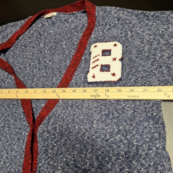 Women's Blue and Red Cardigan Sweater Preppy 60s Dance Vibes. Costume - Picture 7 of 8